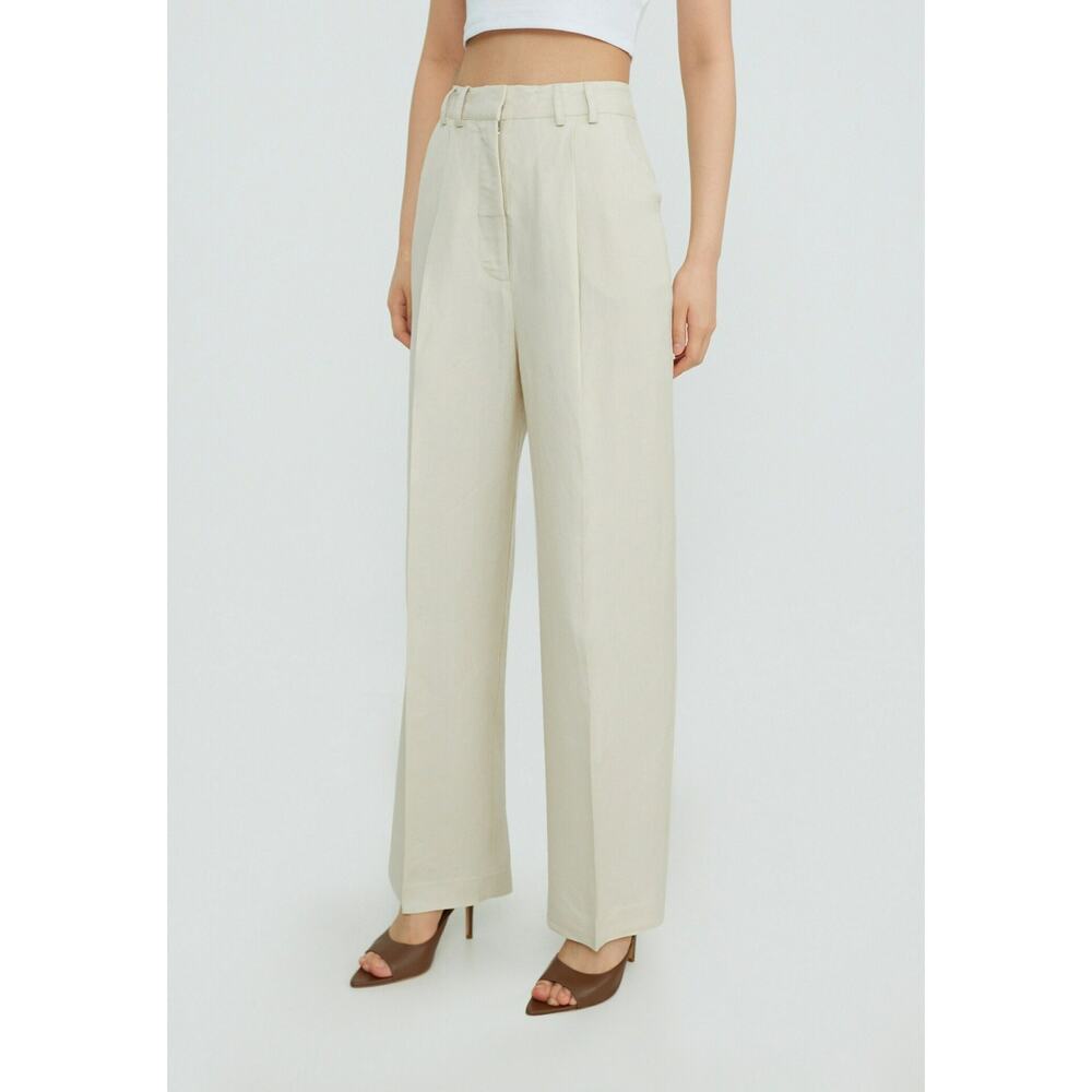 SPRWMN high-rise lamb leather cream trousers size large